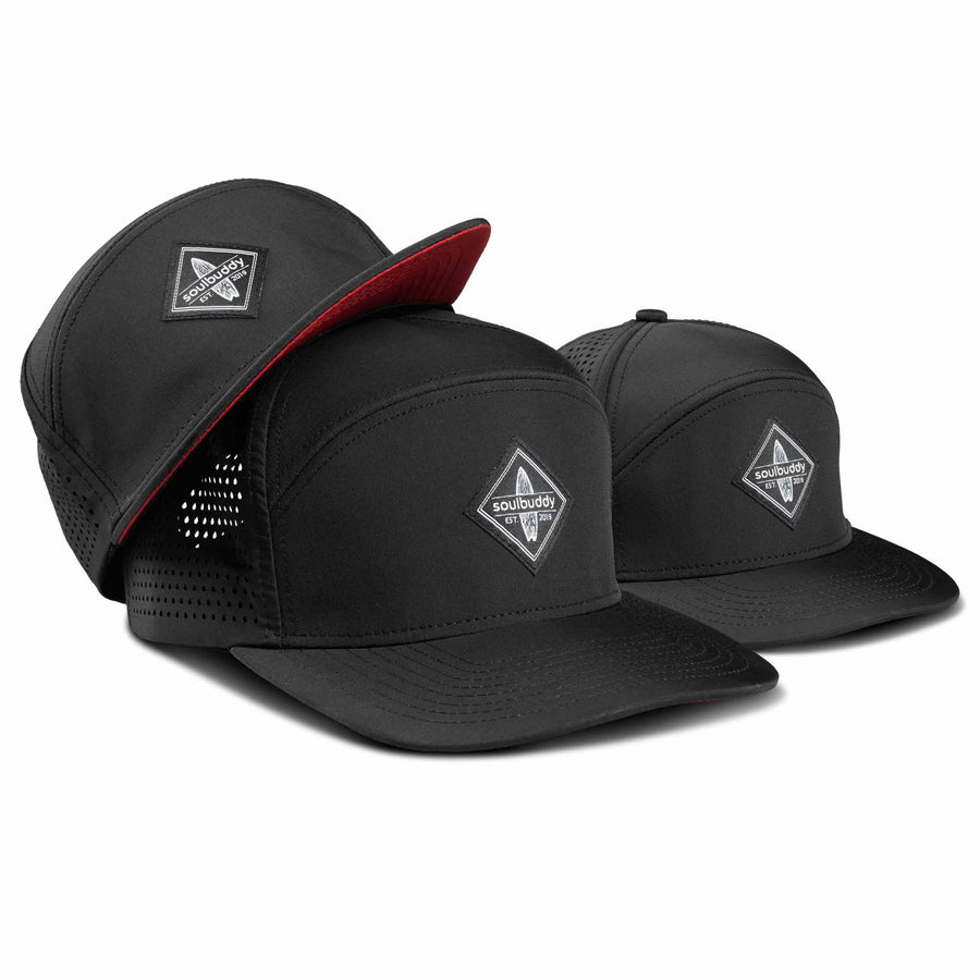 Familien Caps 3er Set Schwarz rot