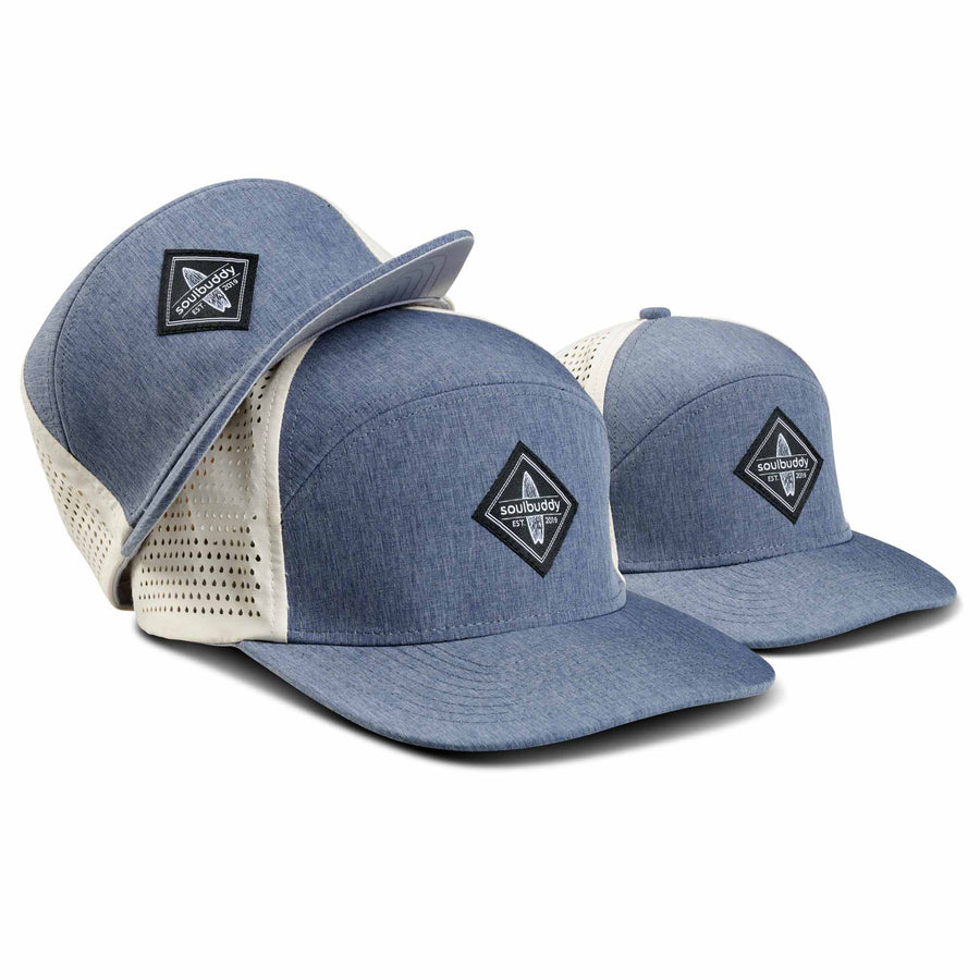 Familien Caps 3er Set Blau Creme