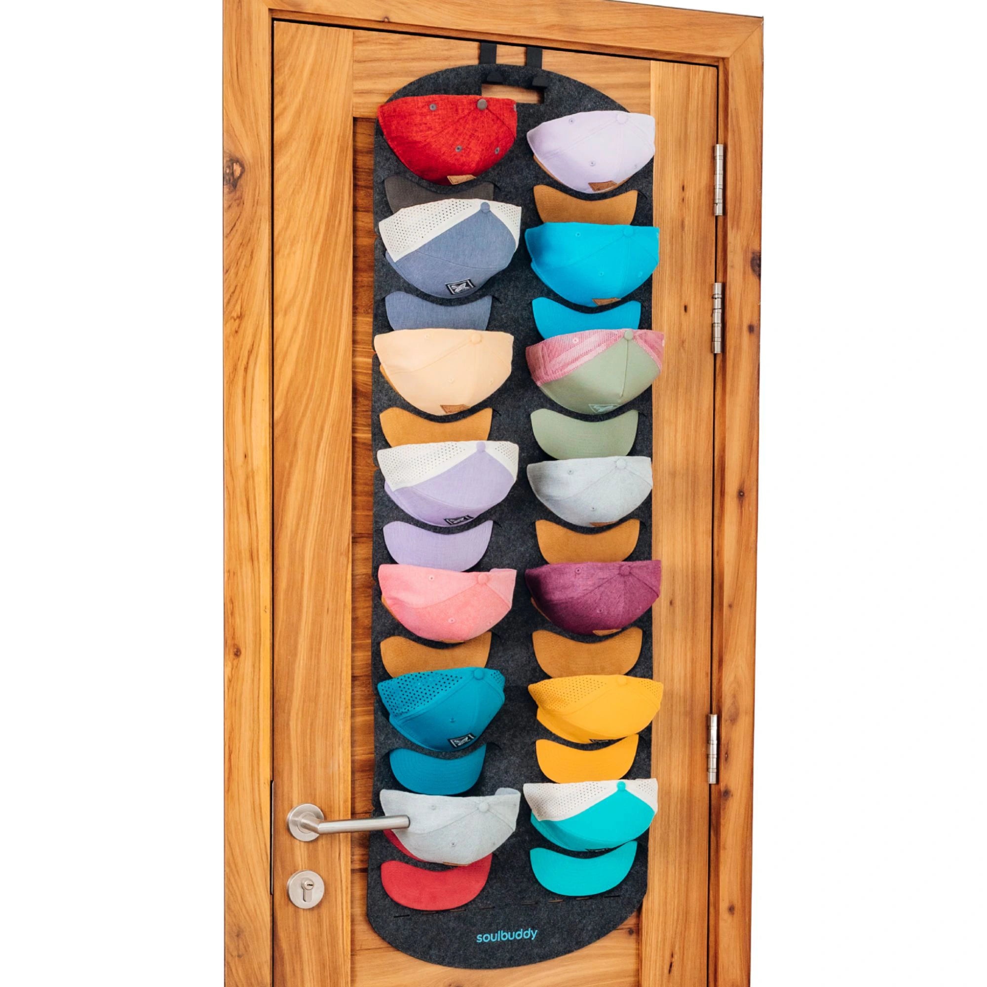 Cap Organizer mit 14 Caps an Tür